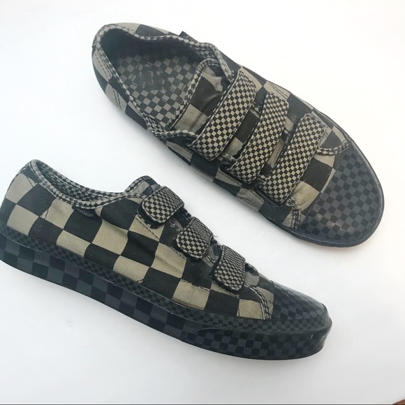checkered velcro vans